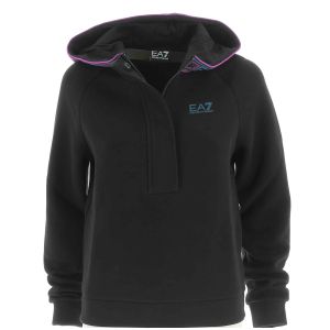 EA7 Emporio Armani Donna Felpa Garzata Mezza Zip Cappuccio Logato EA7